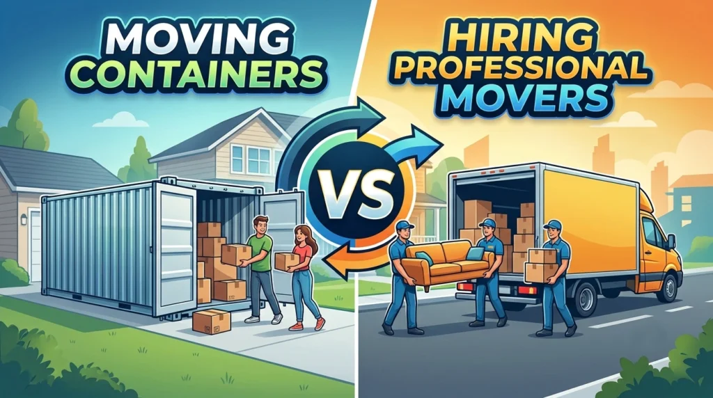 Moving Containers vs Hiring Professional Movers: Cost, Time & Safety Compared