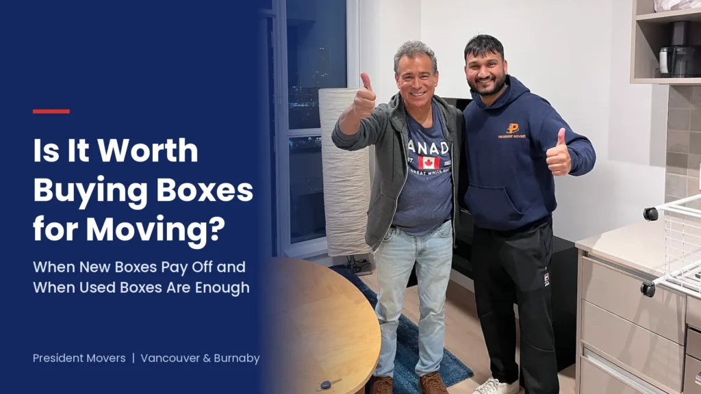 President Movers crew member with a happy customer after a condo move in Vancouver
